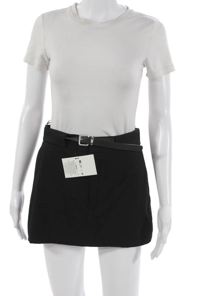 Zara Womens Mini Skirt Black Buckle 62% Polyester Size S