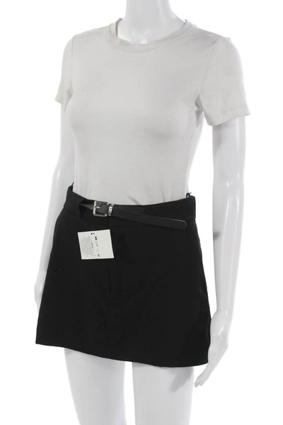 Zara Womens Mini Skirt Black Buckle 62% Polyester Size S