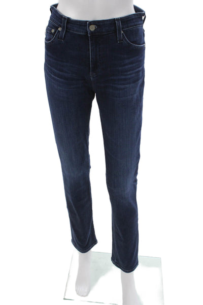 AG Adriano Goldschmied Women Straight Jeans Blue Cotton Size 28
