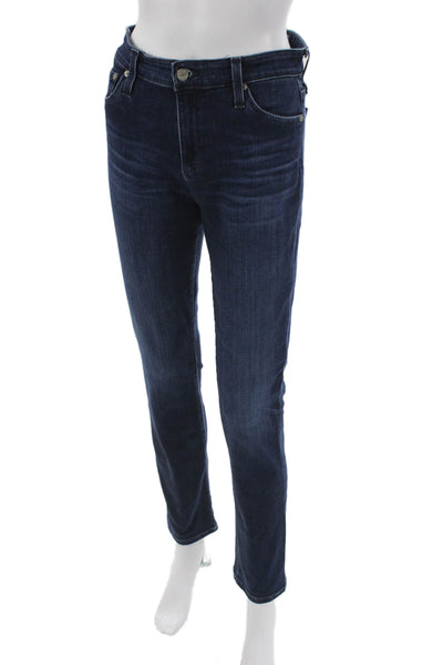 AG Adriano Goldschmied Women Straight Jeans Blue Cotton Size 28