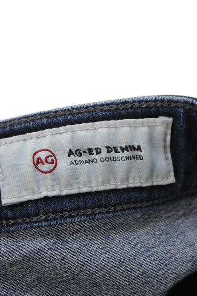 AG Adriano Goldschmied Women Straight Jeans Blue Cotton Size 28