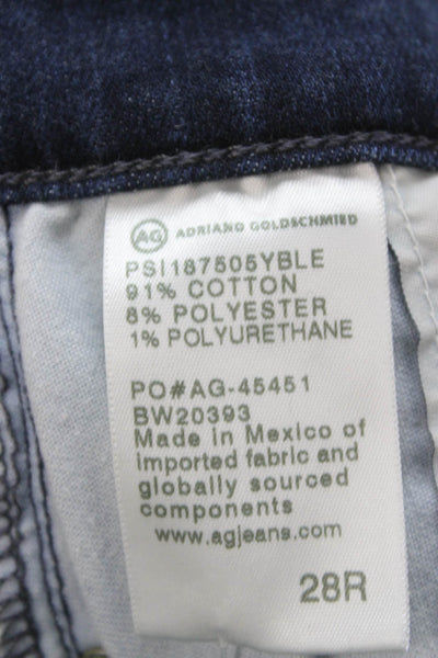 AG Adriano Goldschmied Women Straight Jeans Blue Cotton Size 28
