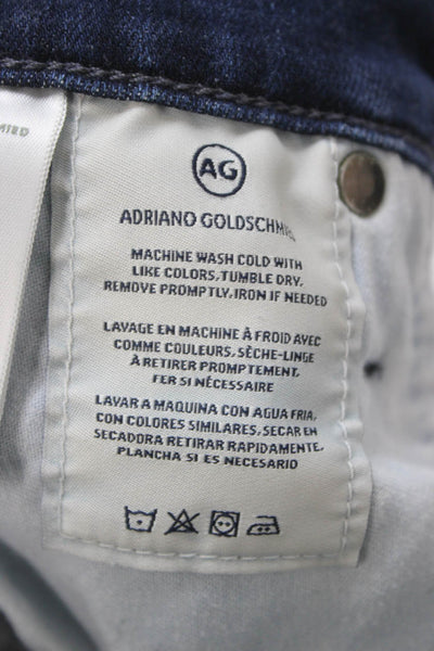 AG Adriano Goldschmied Women Straight Jeans Blue Cotton Size 28