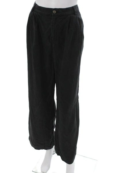 Reformation Women Dress Pants Black Twill Button Size 10