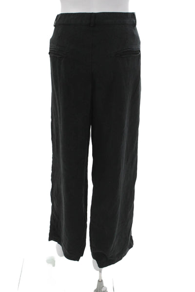 Reformation Women Dress Pants Black Twill Button Size 10