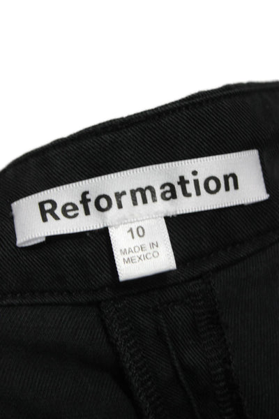 Reformation Women Dress Pants Black Twill Button Size 10