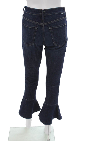 Mother Womens Cropped High Rise Jeans Blue Button Size 26
