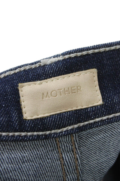 Mother Womens Cropped High Rise Jeans Blue Button Size 26