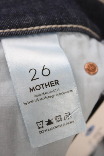 Mother Womens Cropped High Rise Jeans Blue Button Size 26
