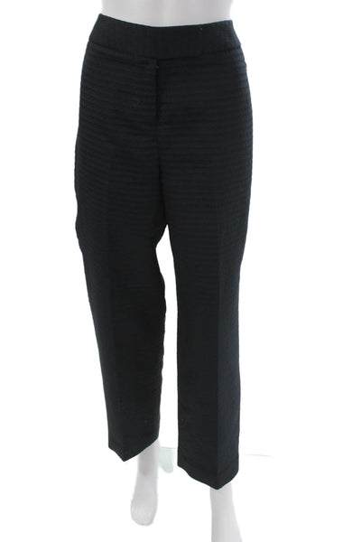 Mary McFadden Women Black Geometric Polyester Dress Pants Zip Inseam 31 Size M