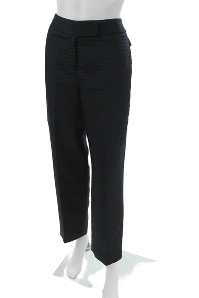 Mary McFadden Women Black Geometric Polyester Dress Pants Zip Inseam 31 Size M