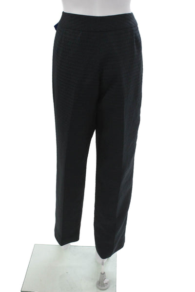 Mary McFadden Women Black Geometric Polyester Dress Pants Zip Inseam 31 Size M