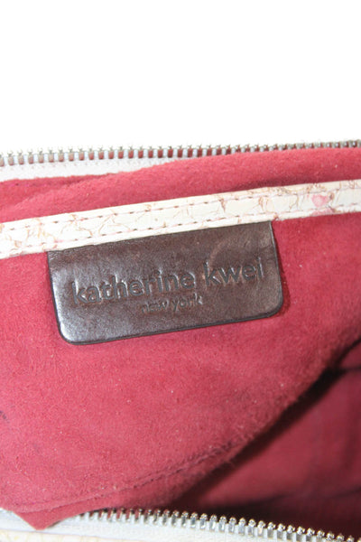 Katherine Kwei Women's Fringe Zip Closure Leather White Shoulder Handbag