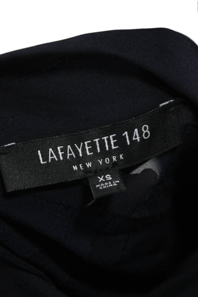 Lafayette 148 New York Women Blue Geometric Button-Up Long Sleeve Size XS