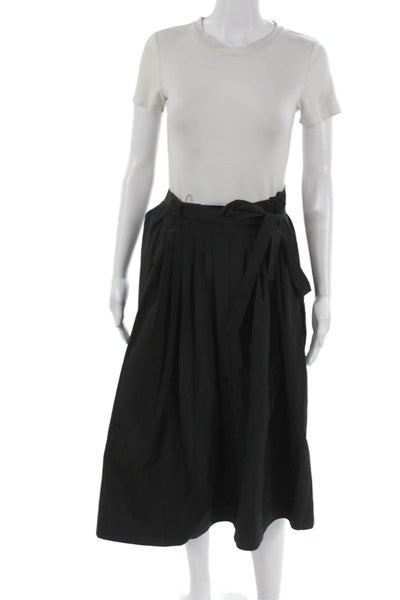 C'Moi Womens Pleated Skirt Black Tie Knee Length Size M