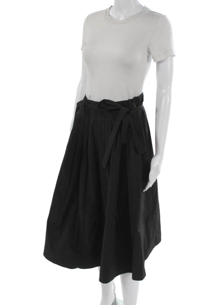 C'Moi Womens Pleated Skirt Black Tie Knee Length Size M