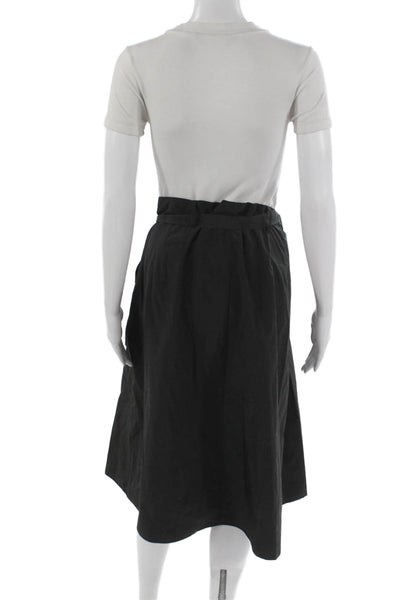 C'Moi Womens Pleated Skirt Black Tie Knee Length Size M