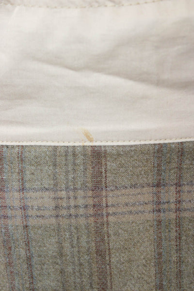 Brooks Brothers Women Multicolor Plaid Pleated Lambswool Skirt Zip Knee Size 6