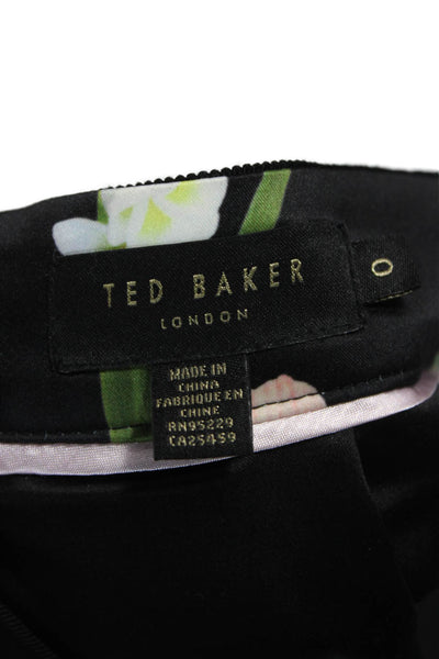 Ted Baker London Womens Black Floral Pleated Skirt Knee Length Size 0