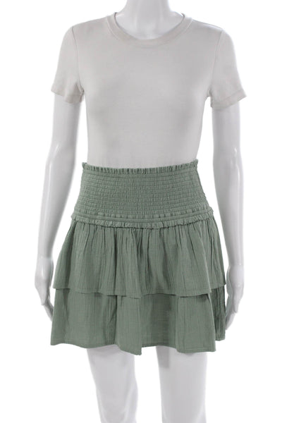 Vineyard Vines Womens Mini Skirt Green Cotton Pull On Size S