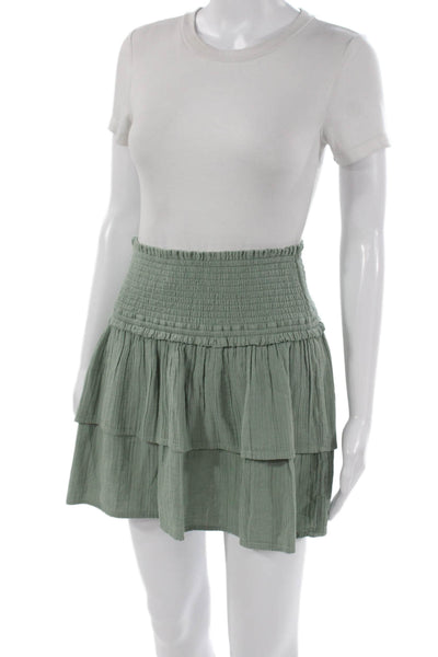 Vineyard Vines Womens Mini Skirt Green Cotton Pull On Size S