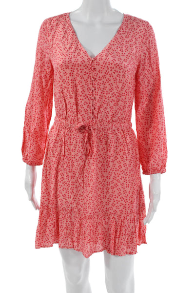 Vineyard Vines Womens Pink V-Neck Long Sleeve Mini Dress Size XS