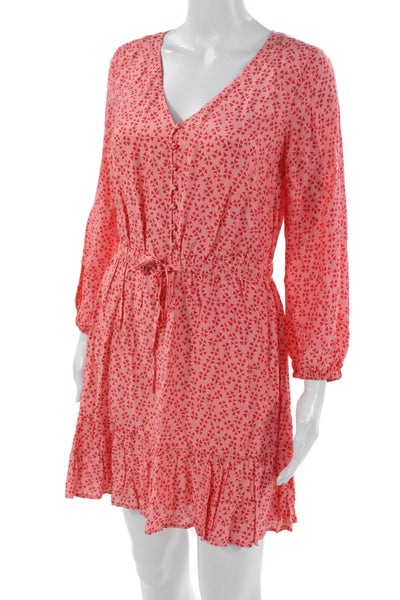 Vineyard Vines Womens Pink V-Neck Long Sleeve Mini Dress Size XS