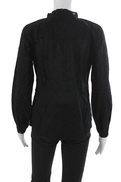 J Crew Womens Basic Long Sleeve High Neck Button Cotton Blouse Size XS