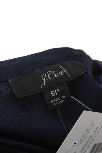 J Crew Womens Basic V Neck Long Sleeve Blouse Blue Cotton Stretch Size PS