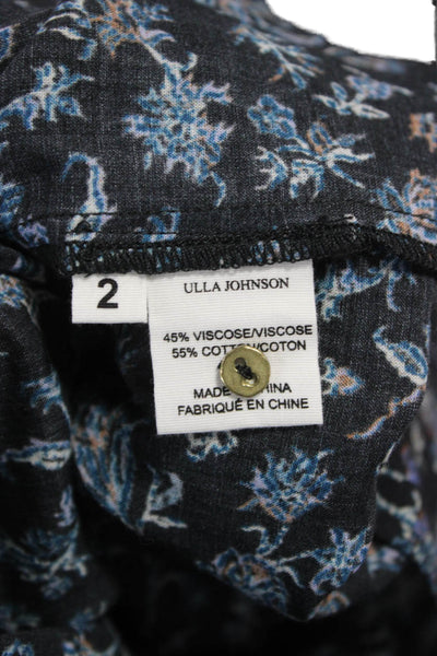 Ulla Johnson Women Basic Floral Cotton Round Neck Short Sleeve Blouse Size 2