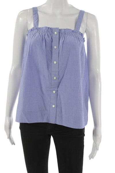 J Crew Womens Blue Striped Cotton Square Neck Camisole Sleeveless Size 2P