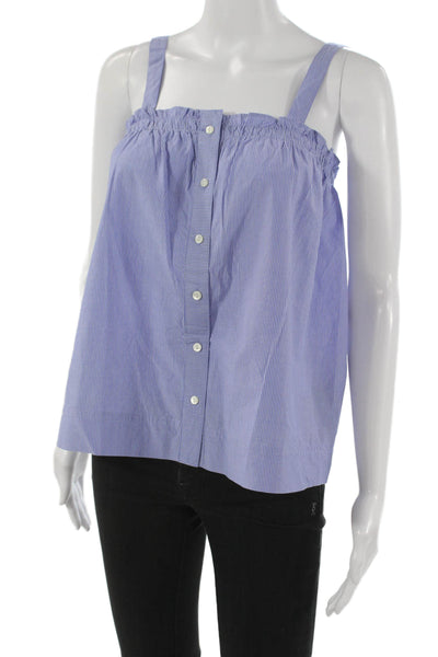 J Crew Womens Blue Striped Cotton Square Neck Camisole Sleeveless Size 2P