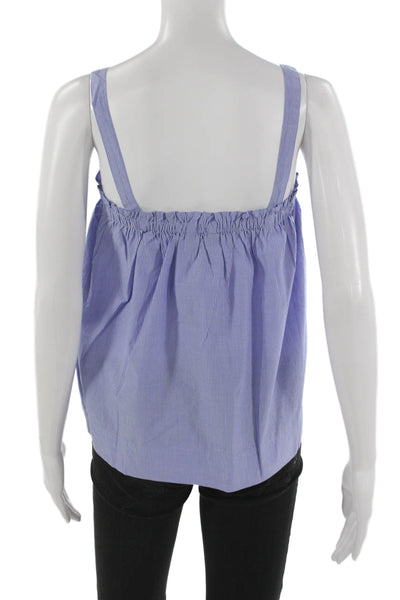 J Crew Womens Blue Striped Cotton Square Neck Camisole Sleeveless Size 2P