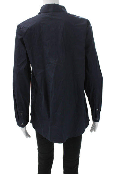 Theory Womens Blue Collared Long Sleeve Basic Button-Up Top Size M