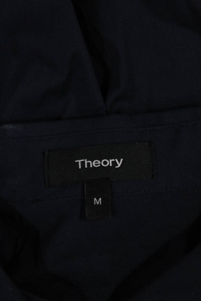 Theory Womens Blue Collared Long Sleeve Basic Button-Up Top Size M