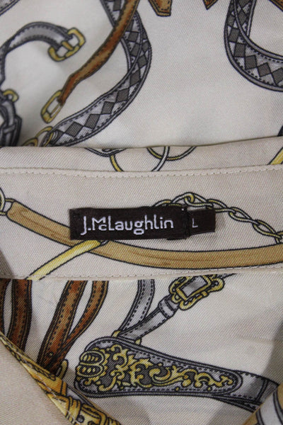 J. Mclaughlin Women Multicolor Silk Button-Up Blouse Long-Sleeve Size L