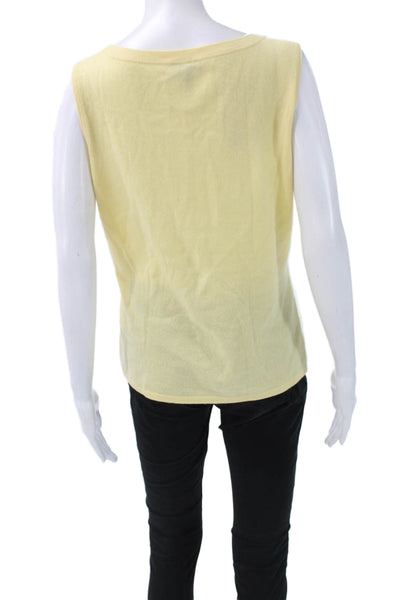 Escada Womens Cardigan Cashmere Floral Scoop Neck Long Sleeve Yellow Size 42