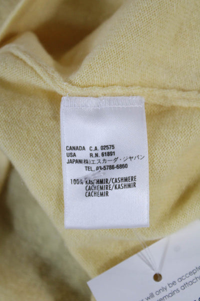 Escada Womens Cardigan Cashmere Floral Scoop Neck Long Sleeve Yellow Size 42