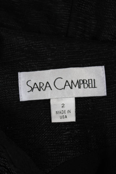 Sara Campbell Womens Sheath Dress Black Square Neck Sleeveless Zip Knee Size 2