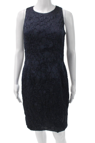 Sara Campbell Women Sheath Dress Blue Floral Sleeveless Round Neck Zip Size 2