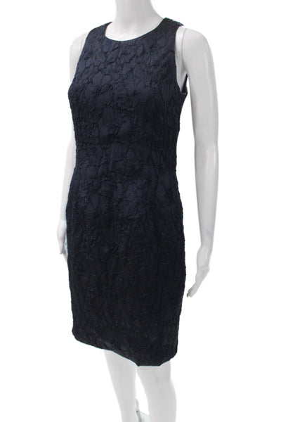 Sara Campbell Women Sheath Dress Blue Floral Sleeveless Round Neck Zip Size 2