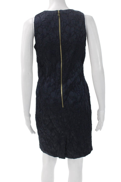 Sara Campbell Women Sheath Dress Blue Floral Sleeveless Round Neck Zip Size 2