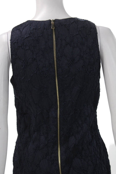 Sara Campbell Women Sheath Dress Blue Floral Sleeveless Round Neck Zip Size 2