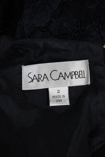 Sara Campbell Women Sheath Dress Blue Floral Sleeveless Round Neck Zip Size 2