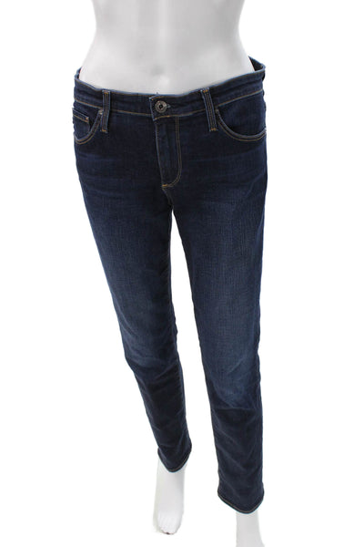 AG Adriano Goldschmied Women Skinny Blue Jeans Mid Rise Button Size 27