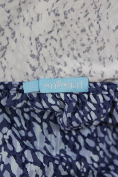 J. Mclaughlin Womens Basic Blue Animal Print V-Neck 3/4 Sleeve Blouse Size S