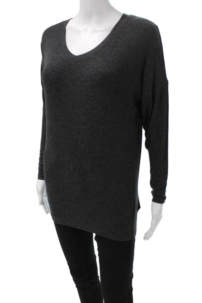 Cabi Womens Tunic T-Shirt Gray Scoop Neck Long Sleeve Rayon Spandex Size 2XS
