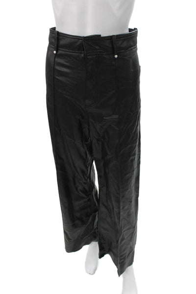 Zara Womens Faux Leather Dress Pants Black Button Inseam 29 Size 2