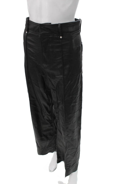 Zara Womens Faux Leather Dress Pants Black Button Inseam 29 Size 2