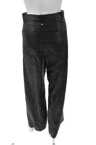 Zara Womens Faux Leather Dress Pants Black Button Inseam 29 Size 2